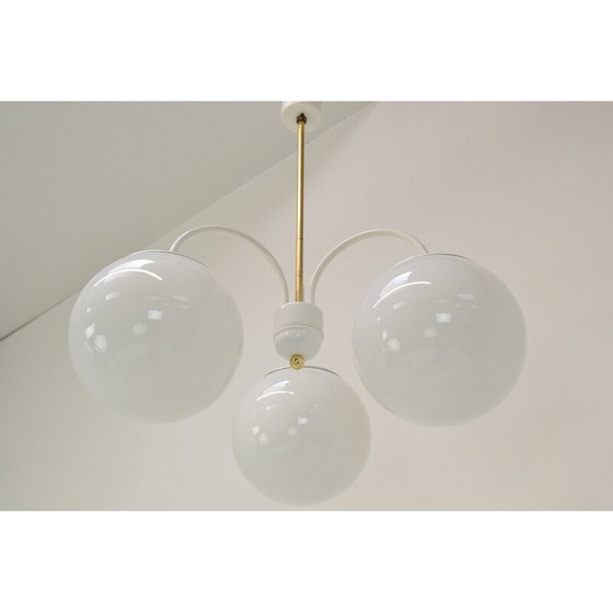 Image 1 of Mid century kroonluchter van metaal en messing, Tsjecho-Slowakije 1960