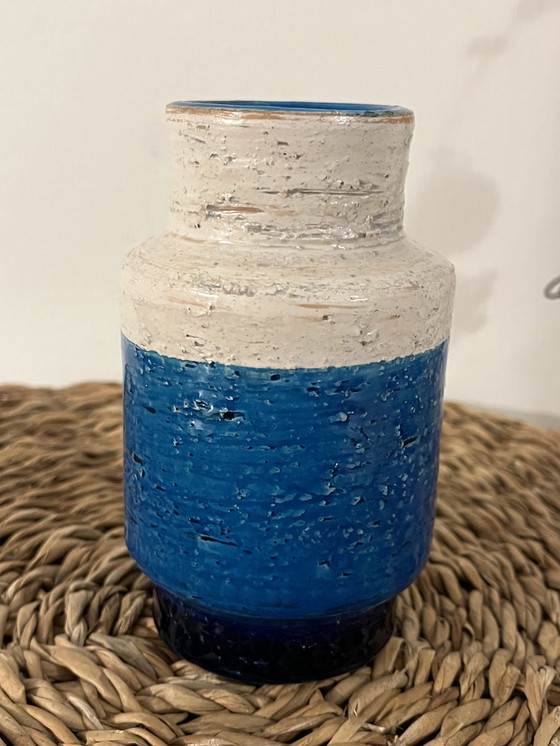 Image 1 of Bitossi vaas blauw/wit 1960/70