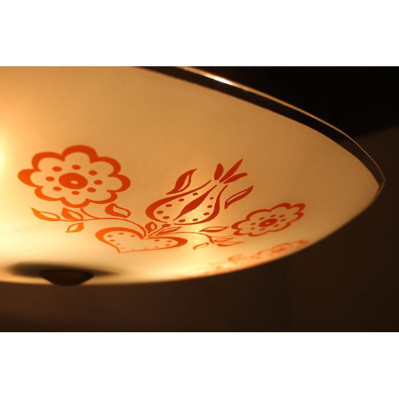 Image 1 of Vintage hanglamp van metaal en gekleurd glas, Tsjecho-Slowakije 1960