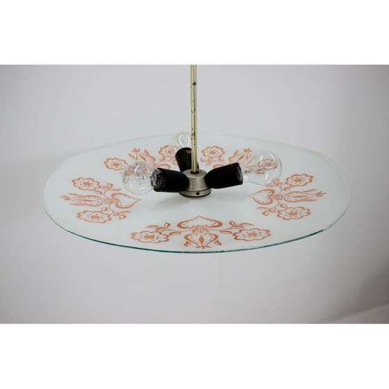 Image 1 of Vintage hanglamp van metaal en gekleurd glas, Tsjecho-Slowakije 1960