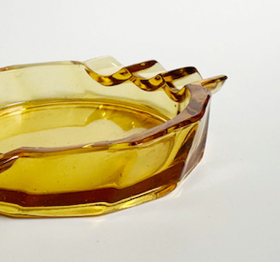 Image 1 of Art Deco Asbak 30st Stölzle Hermanova Honing Amber Glas Cz