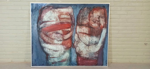  "Dubbelportret" Origineel schilderij van M.W. Hendeiks, 1964