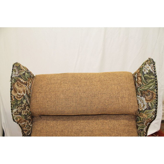 Image 1 of Vintage fauteuil in stof en met teakhouten armen, Duitsland 1970