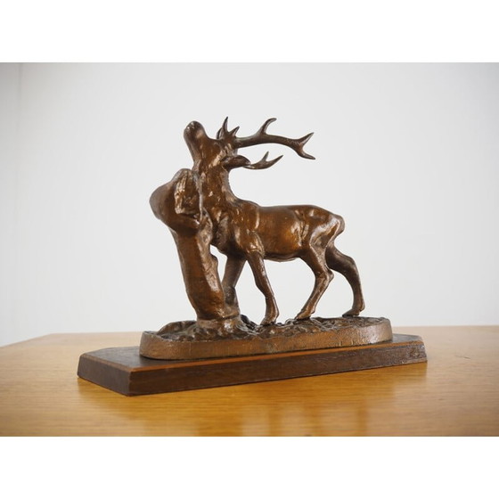 Image 1 of Vintage legering hert sculptuur, Tsjecho-Slowakije 1960