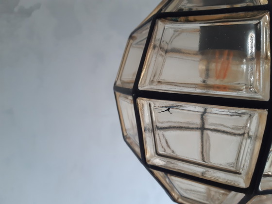 Image 1 of Glashütte Limburg Amberkleurige Glazen Brutalist Hanglamp