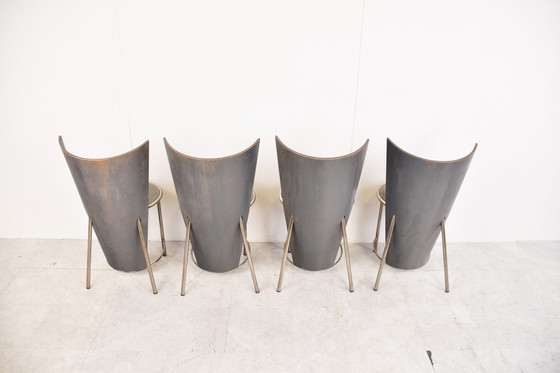 Image 1 of 4x Frans Van Praet Vintage eetkamerstoelen