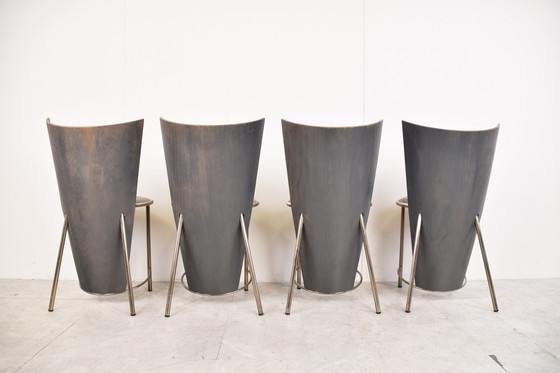Image 1 of 4x Frans Van Praet Vintage eetkamerstoelen