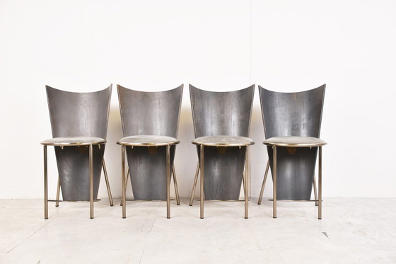 Image 1 of 4x Frans Van Praet Vintage eetkamerstoelen