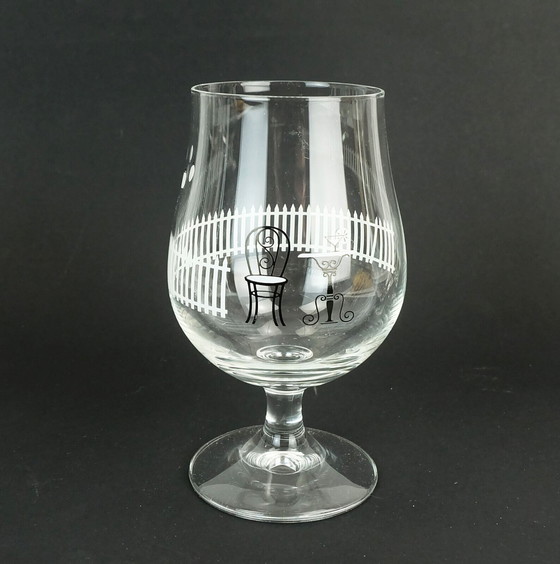 Image 1 of set van 6 mid century COCKTAIL GLASSES met prachtig decor jaren 1950 1960 glazen