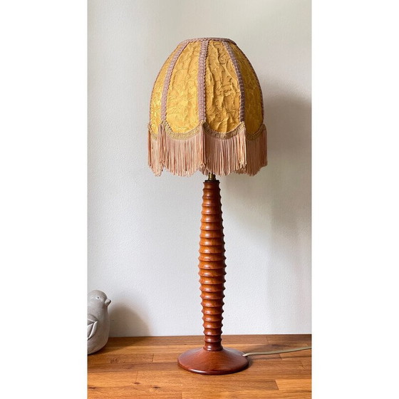 Image 1 of Vintage gedraaide houten lamp