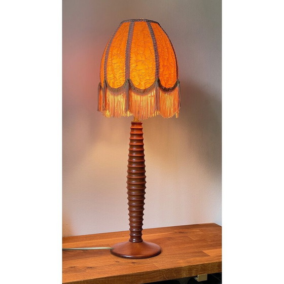 Image 1 of Vintage gedraaide houten lamp