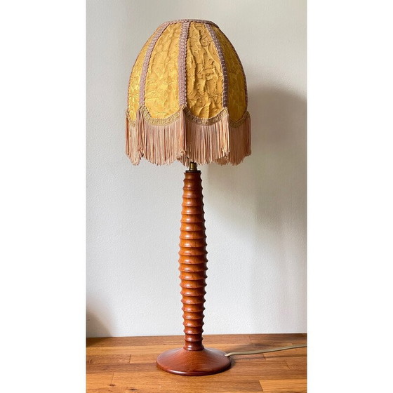 Image 1 of Vintage gedraaide houten lamp