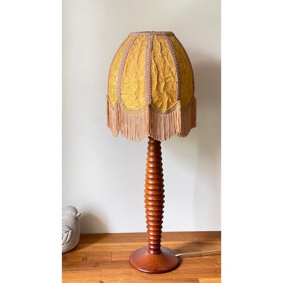 Image 1 of Vintage gedraaide houten lamp