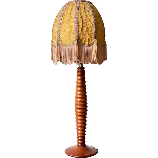 Vintage gedraaide houten lamp