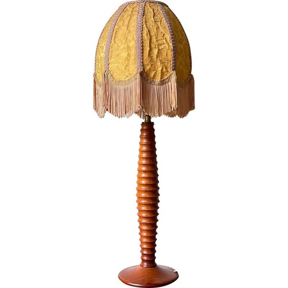 Image 1 of Vintage gedraaide houten lamp