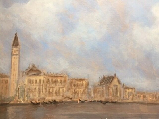Image 1 of Olieverf op paneel van Henry St Clair (1899-1990) "Venetië