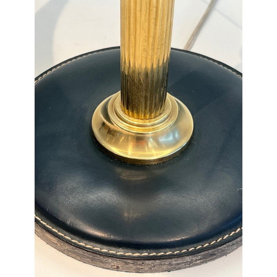 Image 1 of Vintage zwart lederen en messing bureaulamp, 1970