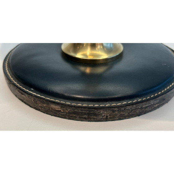 Image 1 of Vintage zwart lederen en messing bureaulamp, 1970