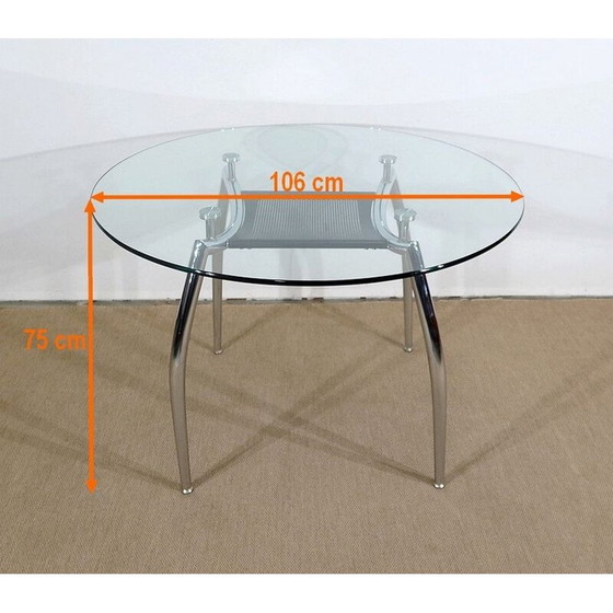 Image 1 of Vintage tafel van verchroomd metaal en glas, 1970