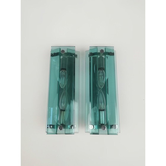 Image 1 of Paar glazen wandlampen uit de Mid Century, Italië 1960-1970