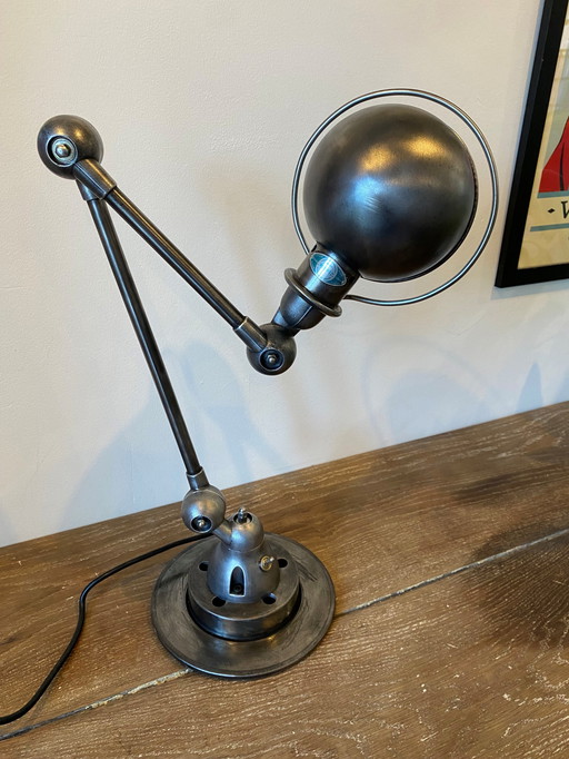 2 armige jieldé lamp 40+25cm grafiet industrieel Jean Louis Domecq 1950