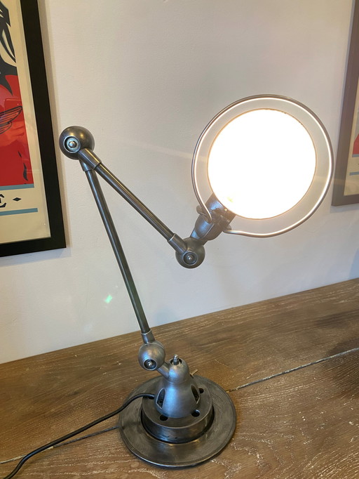 2 armige jieldé lamp 40+25cm grafiet industrieel Jean Louis Domecq 1950