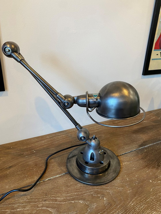 Image 1 of 2 armige jieldé lamp 40+25cm grafiet industrieel Jean Louis Domecq 1950