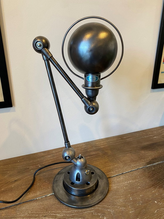 Image 1 of 2 armige jieldé lamp 40+25cm grafiet industrieel Jean Louis Domecq 1950