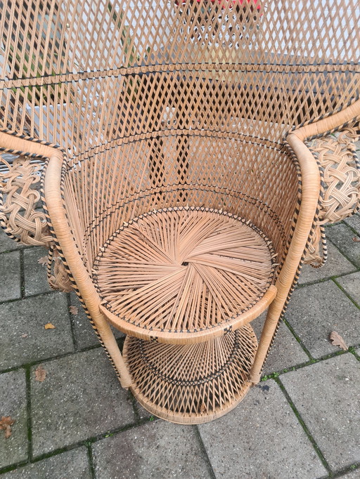 Vintage Rotan Riet Pauwstoel