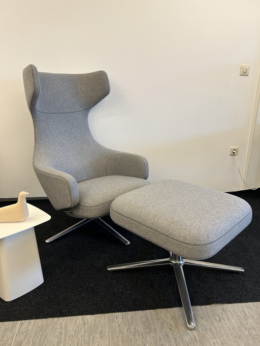 Vitra - Fauteuil - Grand Repos & Ottoman - Grijze stof