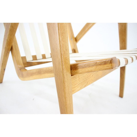 Image 1 of Vintage eikenhouten fauteuil van Jan Vaněk, Tsjecho-Slowakije 1970