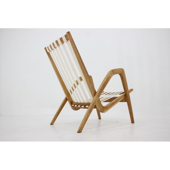 Image 1 of Vintage eikenhouten fauteuil van Jan Vaněk, Tsjecho-Slowakije 1970