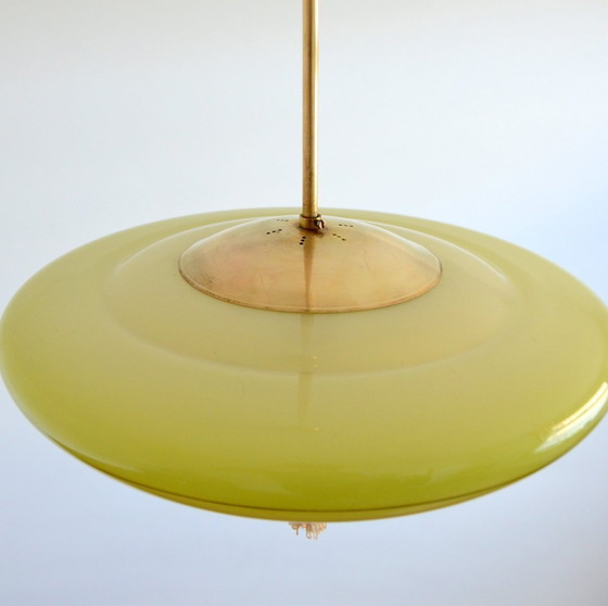 Image 1 of Hanglamp Opaline Geel Art Deco Vintage