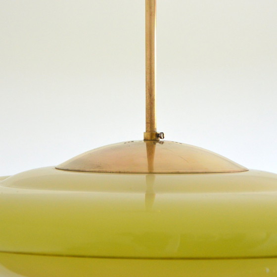 Image 1 of Hanglamp Opaline Geel Art Deco Vintage