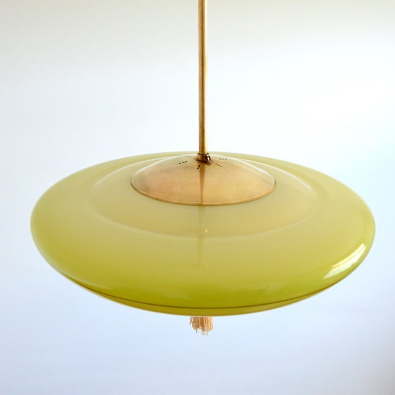 Image 1 of Hanglamp Opaline Geel Art Deco Vintage