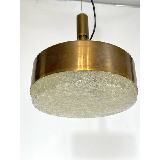 Image 1 of Vintage hanglamp van massief messing en glas, Stilnovo, 1950