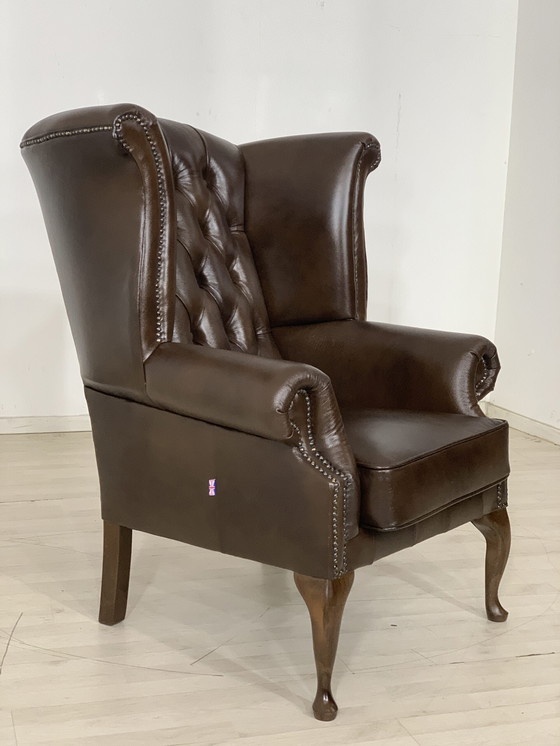 Image 1 of Chesterfield fauteuil herenfauteuil kantoor fauteuil woonkamer fauteuil echt leer