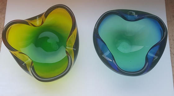 Image 1 of 2X Murano glazen schalen, 1960S