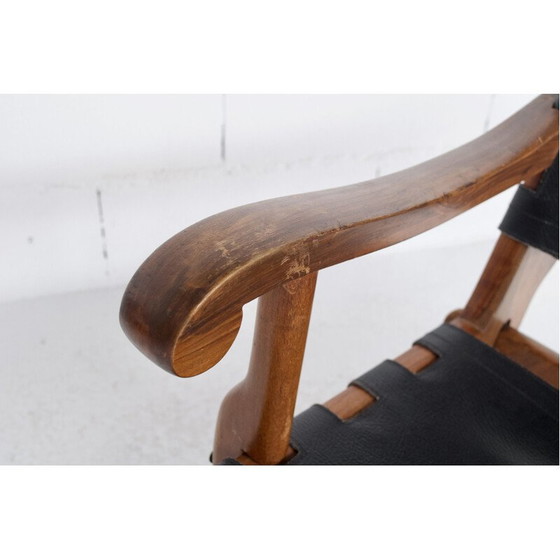 Image 1 of Paar vintage teakhouten en leren fauteuils van Angel Pazmino, VS 1960