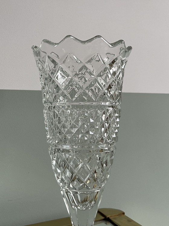 Image 1 of Vintage vaas geslepen glas 