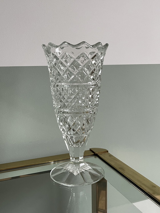 Image 1 of Vintage vaas geslepen glas 