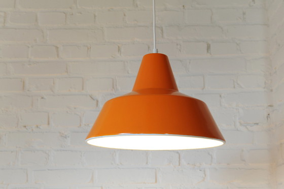 Image 1 of Vintage oranje emaille hanglamp