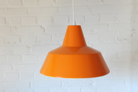 Image 1 of Vintage oranje emaille hanglamp