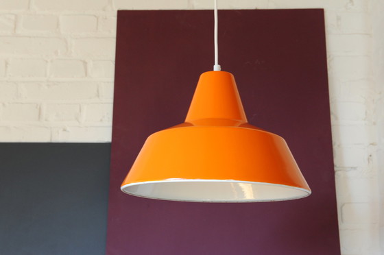 Image 1 of Vintage oranje emaille hanglamp