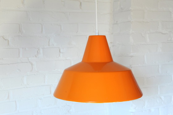 Image 1 of Vintage oranje emaille hanglamp