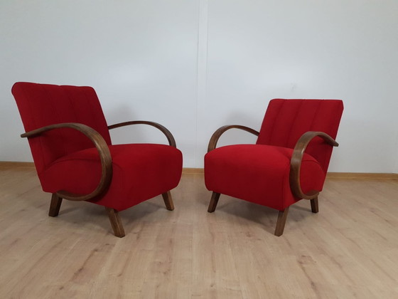 Image 1 of 2x Jindrich Halabala gerestaureerde fauteuils