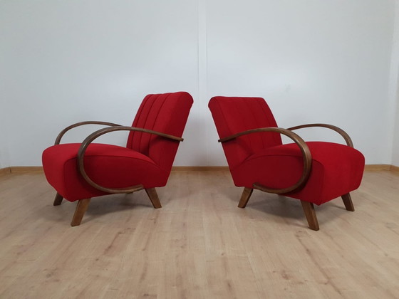 Image 1 of 2x Jindrich Halabala gerestaureerde fauteuils