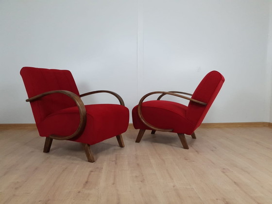 Image 1 of 2x Jindrich Halabala gerestaureerde fauteuils