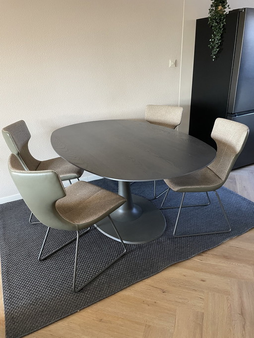 Leolux Eettafel + 4 Stoelen