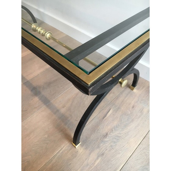 Image 1 of Vintage messing en gezwart stalen salontafel, 1950